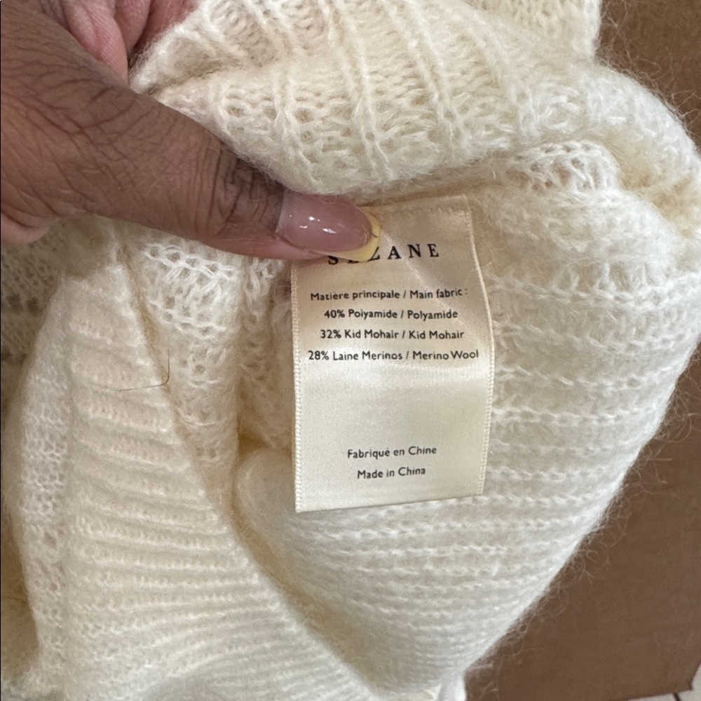 Sezane Paulin Jumper Ivory Crew Neck Sweater Sz Xs - Picture 4 of 5